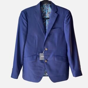 NWT INDOCHINO Navy Blue Wool Cashmere Blazer with Paisley Lining